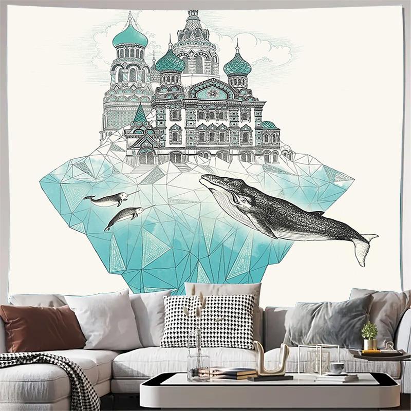 

Ocean Whale Tapestry Wall Hanging Nature Sea Animal Decor Room Aesthetic Bedroom Dorm Wall Art Home Decor Coastal Vibes 74x94cm(29x37in)
