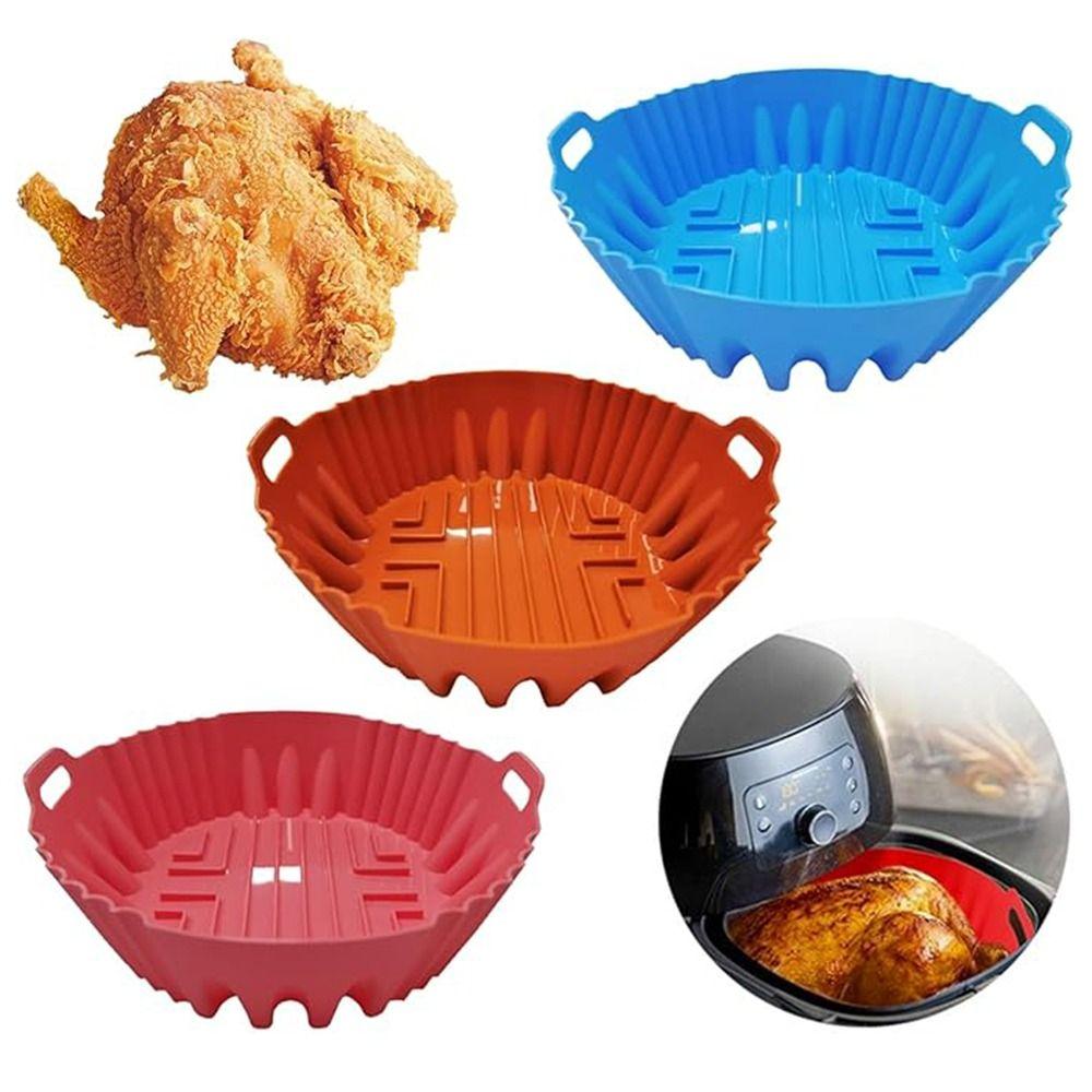 

Round/Square Silicone Pot Oven Liner Mirror Surface Silicone Bowl Mat Baking Tray Oven Accessories red-round