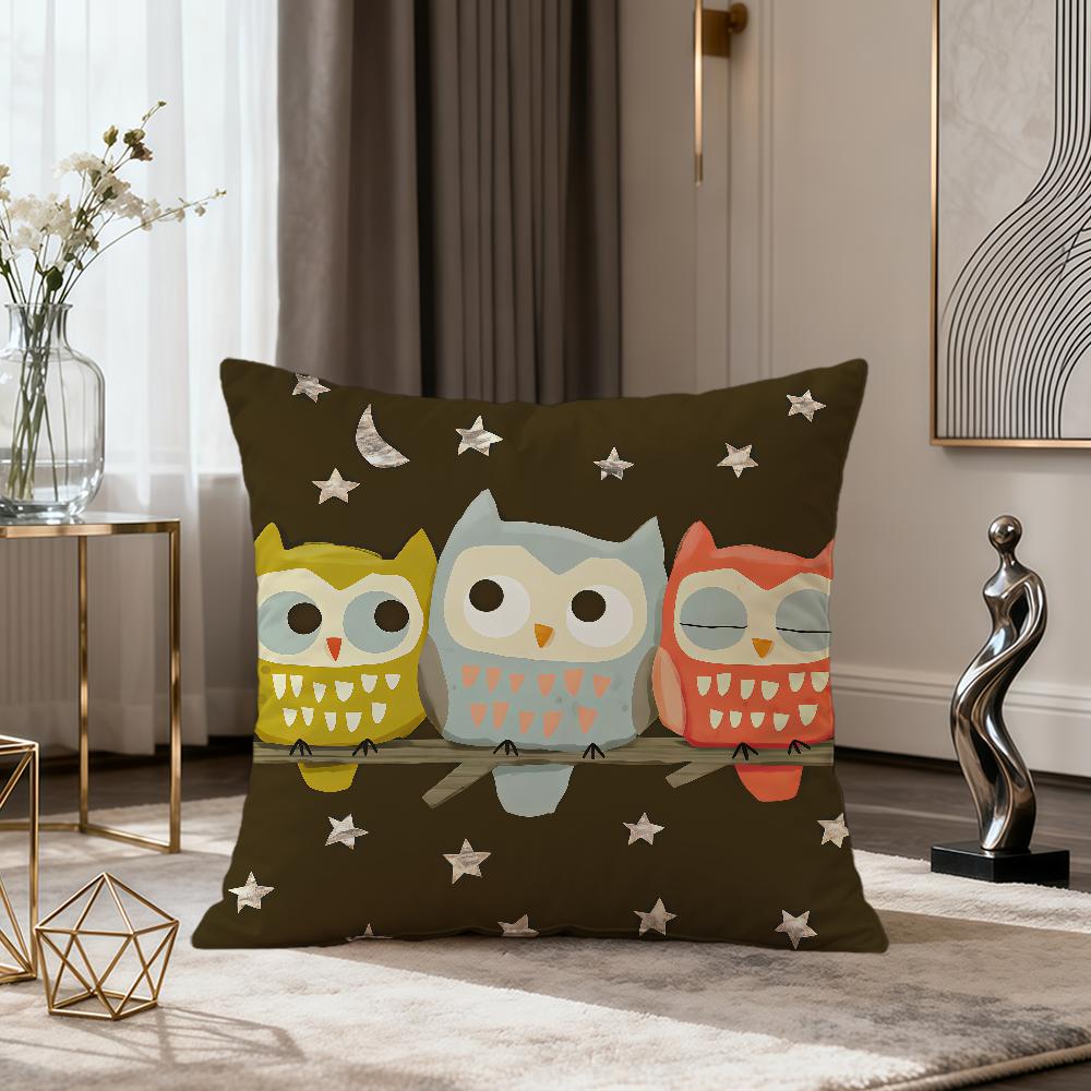 

Retro Fashion Owl cute kawaii Art Couple soft pillow cover for Sofa Home Living Room Decor Protective Covers hogar pillowcase 40X40cm