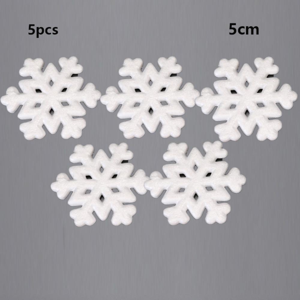 5/10pcs/Pack Foam White Snowflakes Plastic Xmas Tree Pendants  For Christmas Party Decor