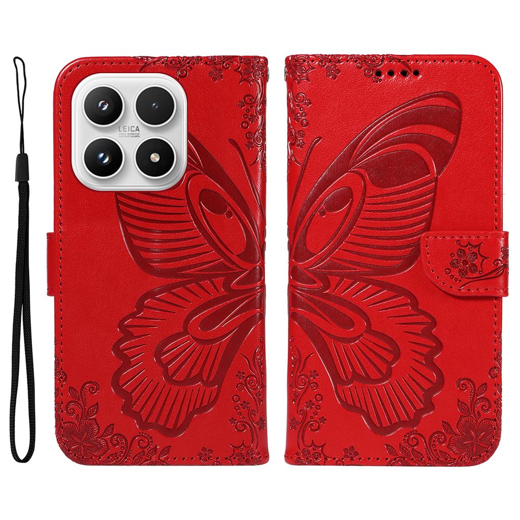 For Xiaomi 17 Case Butterfly Pattern PU Leather Folio Flip Phone Cover -  Blue
