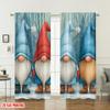 Set Of 2 Flat Printing Christmas Hot Party Curtains Gnomes Snow Forest Digital Printed Polyester Drapes Festive Wall Made