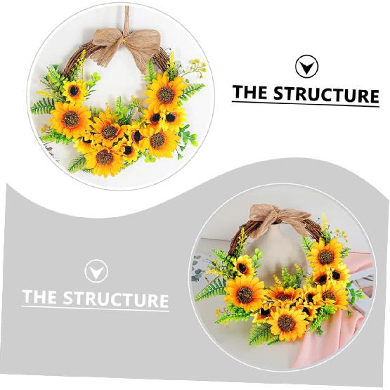 NOLITOY 1pc Sunflower Door Trim Decoraciones para Salas De Casa Flower Hoop Garland Hanging Hoop Wreath Large Sunflower Wreath Summer Front Door