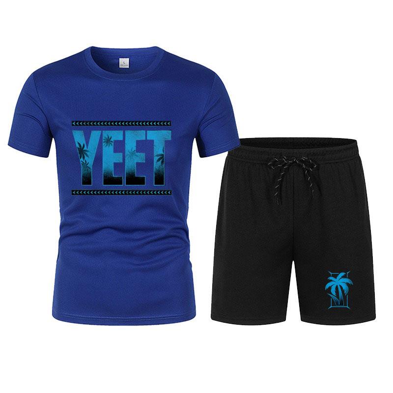 New Men's Black Jey Uso Yeet T-Shirt Shorts Set Summer Short Sleeve Men Overiszed Suits New Causal Clothing Sets