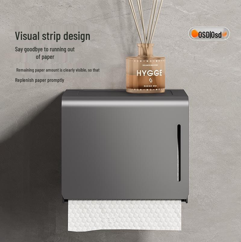 Punch-Free Wall-Mounted Gun Gray Tissue Box and Towel Holder
