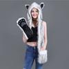 Fluffy Plush Scarf Gloves Hat Set Warm Animal Hat Windproof Winter Cap  Outdoor
