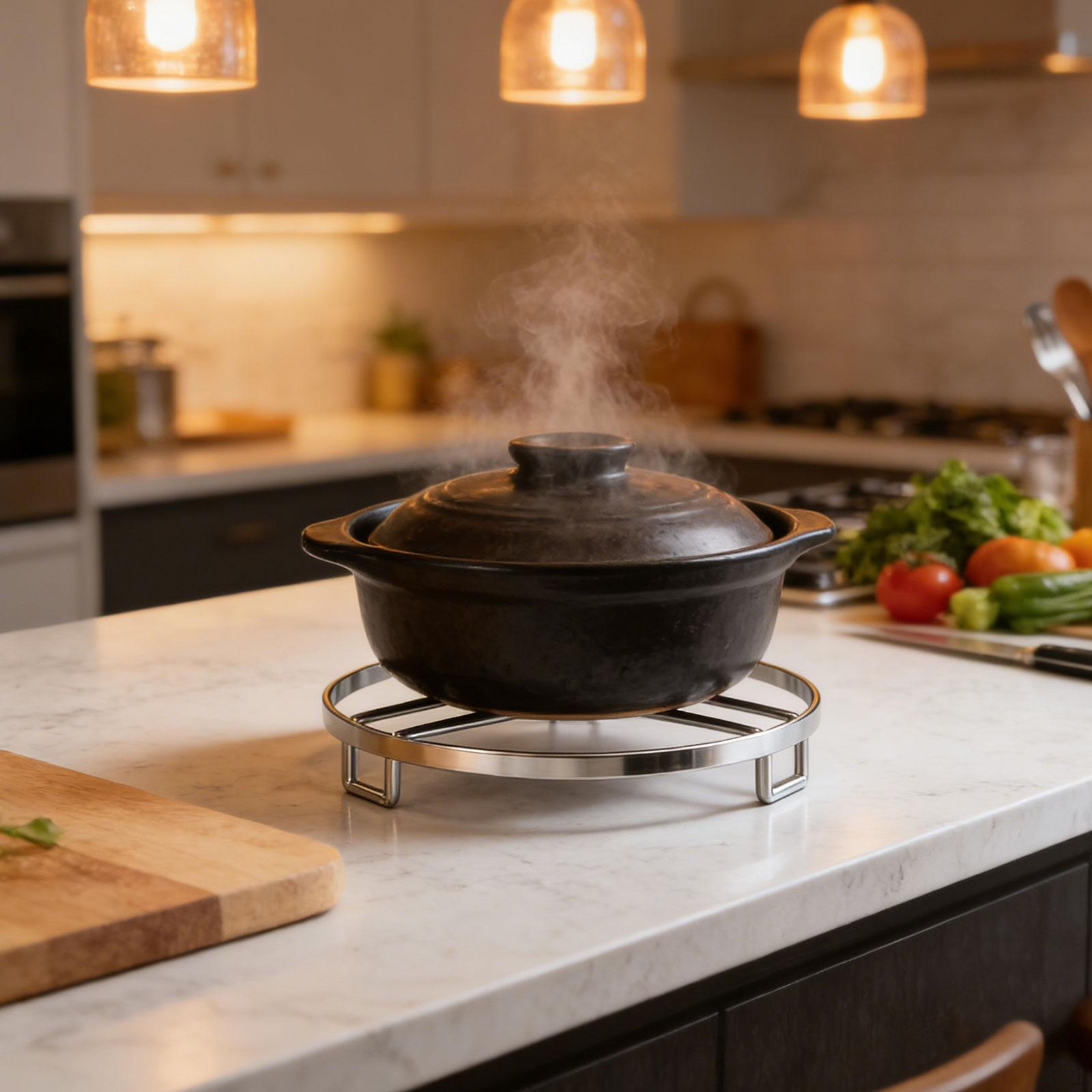 

Stainless Steel Rack, Tray, Wok Stand, Ideal for Kitchen, Dining, Camping And Cooking Bowls. 14.7cmx14.7cmx3.6cm