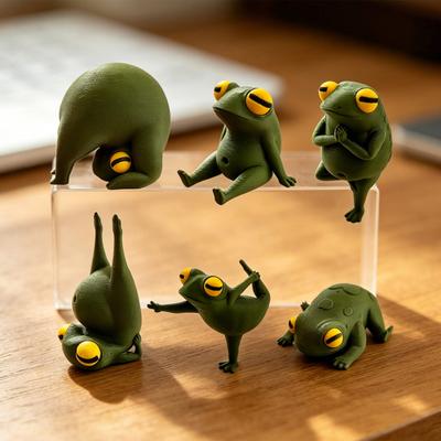 Yoga Frog Figurine 3D Printed Meditation Zen Frog Statue Collectible Sculpture for Garden Patio Yard Lawn Home Desk Shelf Decor