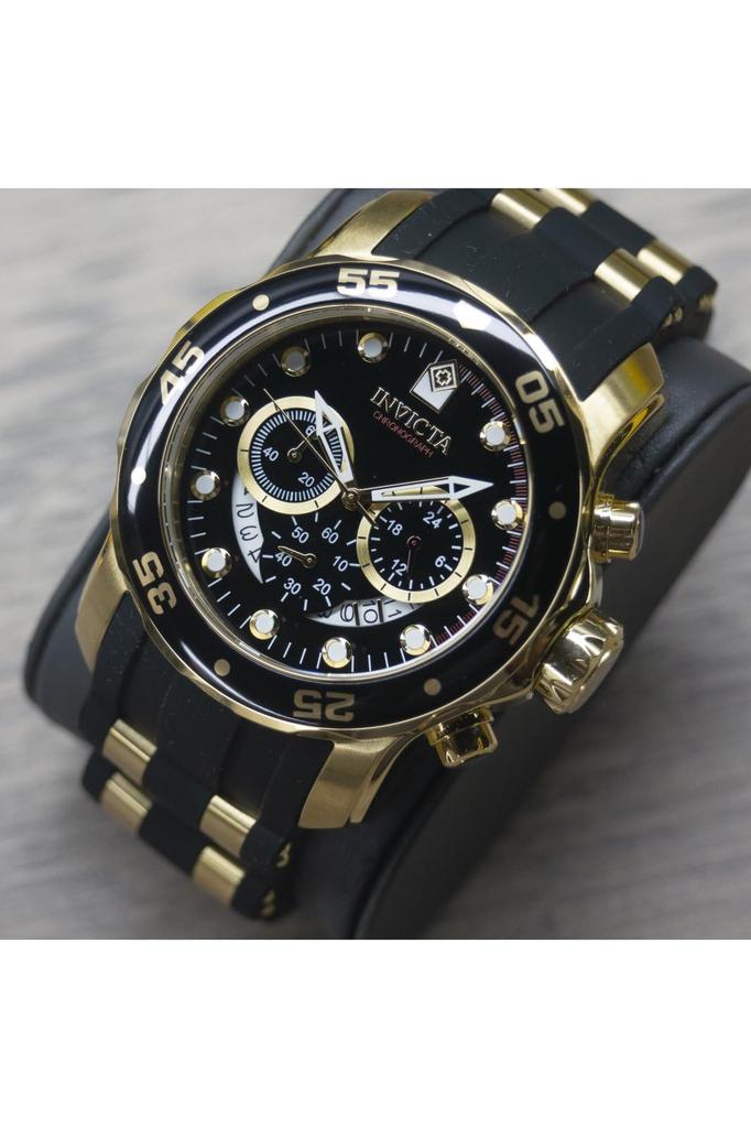 INVICTA Pro Diver Quartz 48mm Stainless Steel with Polyurethane Black Model Men's Watch, Case, Gold/Black