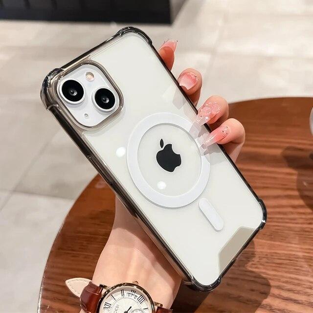 Clear For Magsafe Magnetic Case For iPhone 14 13 12 11 Pro Max 14 Plus Shockproof Protective Cover Wireless Charging Accessories