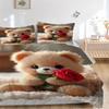 3pcs Anime Teddy Bear Bedding Set - Includes One Quilt Cover and Two Pillowcases (No Core) - Home Decor, Festival Gift, Polyester Fabric, An