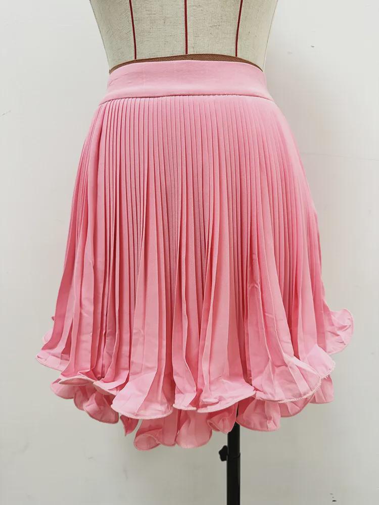 2025 European & American Double Layer Hem Pleated Mini Skirt