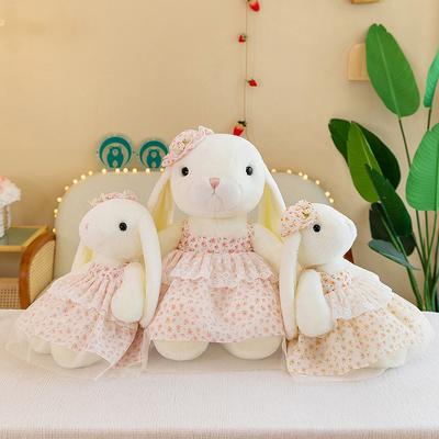 Cute Kapok Rabbit Doll Plush Toy Cute Floral Skirt Rabbit Fresh Pastoral Style for Girls Holiday Gifts