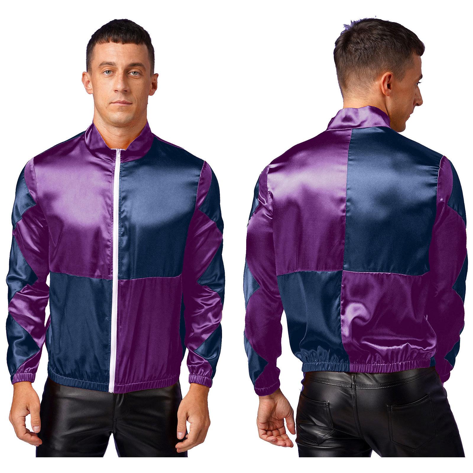 

Костюм для ночного клуба, мужская куртка для скачек, куртка для дрессировщика лошадей, пальто контрастного цвета с длинным рукавом для цирка, Хэллоуина, маскарада, карнавала, вечеринки, косплея M фиолетовый/темно-синий