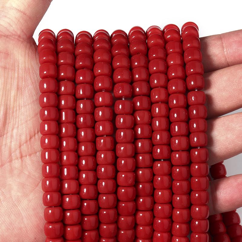 1 String 8x6mm Solid Color Glass Beads Cylindrical Loose Spacer Beads For Jewelry Making DIY Crafts Bracelet Necklace Wholesale