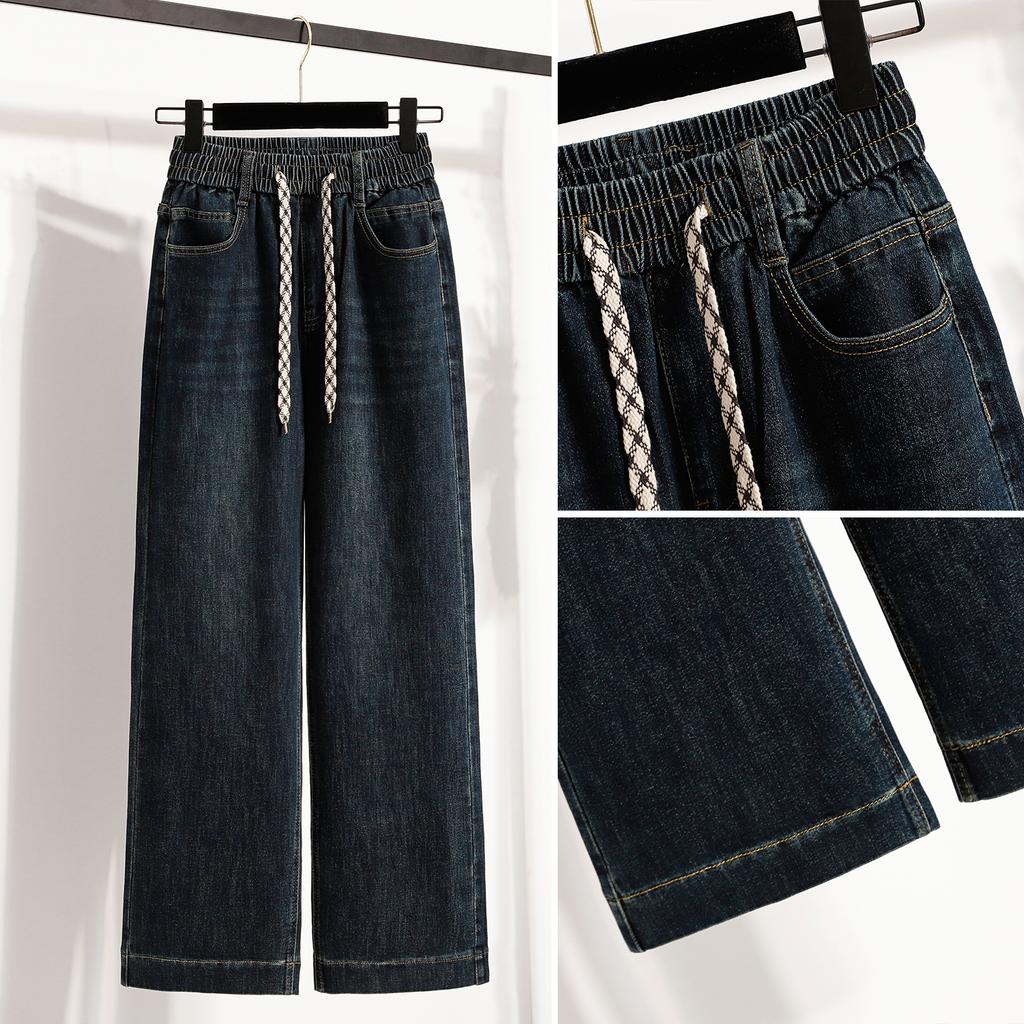 Dimanaf 2025 Podzimní dámské džíny plus size Elastické kalhoty Denim Dámské Základní modré S vysokým pasem Nadměrné Nové kalhoty 5XL