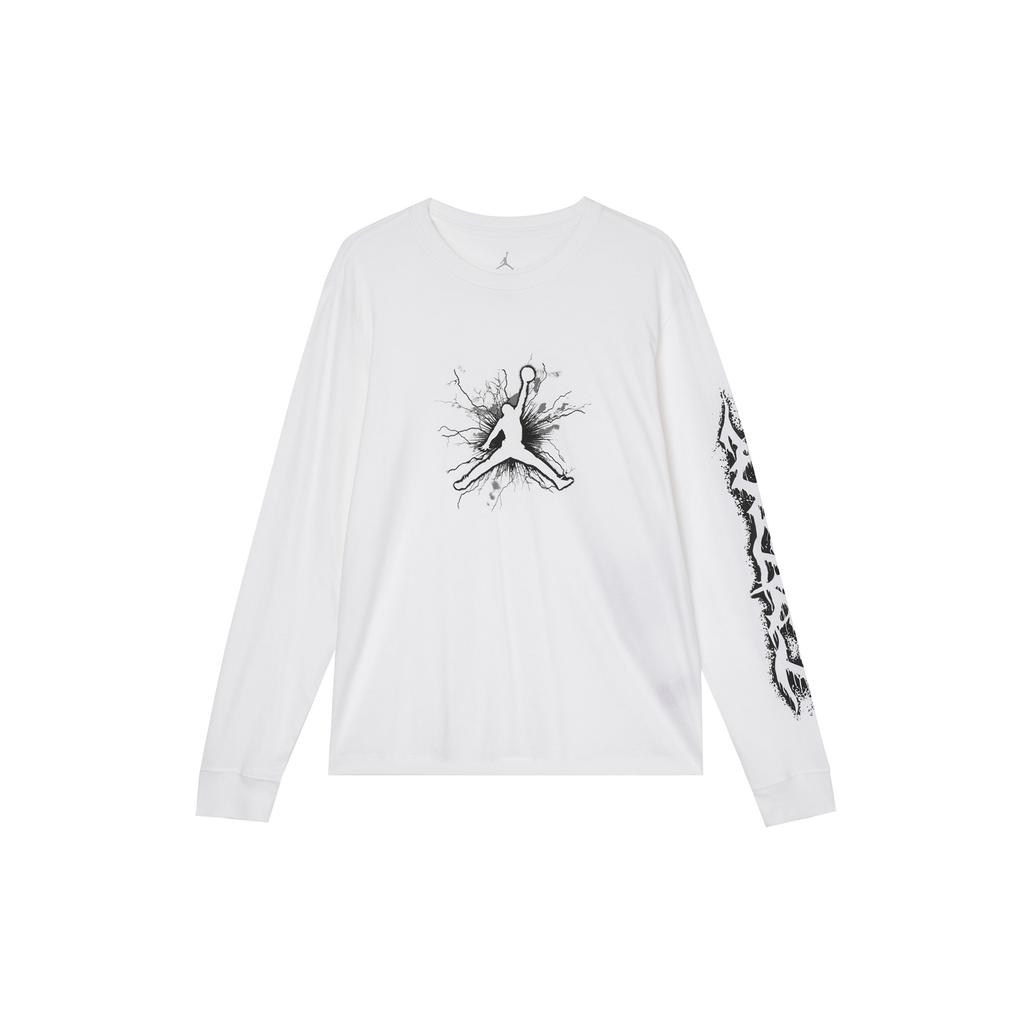 Jordan Drif Logo Print Crew Neck Casual American Vintage Long Sleeve T-Shirt Men Tops White FN5973-100