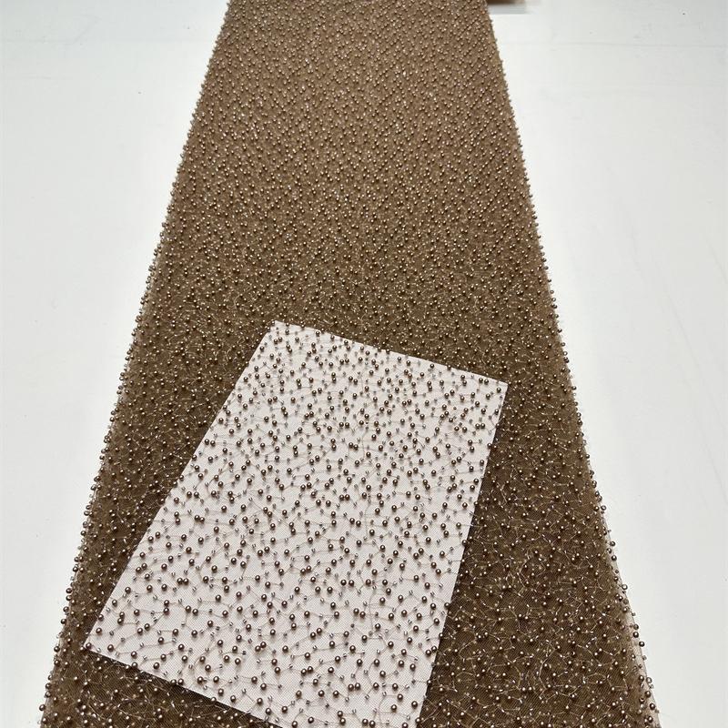 1yard Sequin Embroidery Fabric for Wedding Dress DIY Sewing Elegant Embroidered Beaded Lace Fabric Glitter Evening Dress Cloth