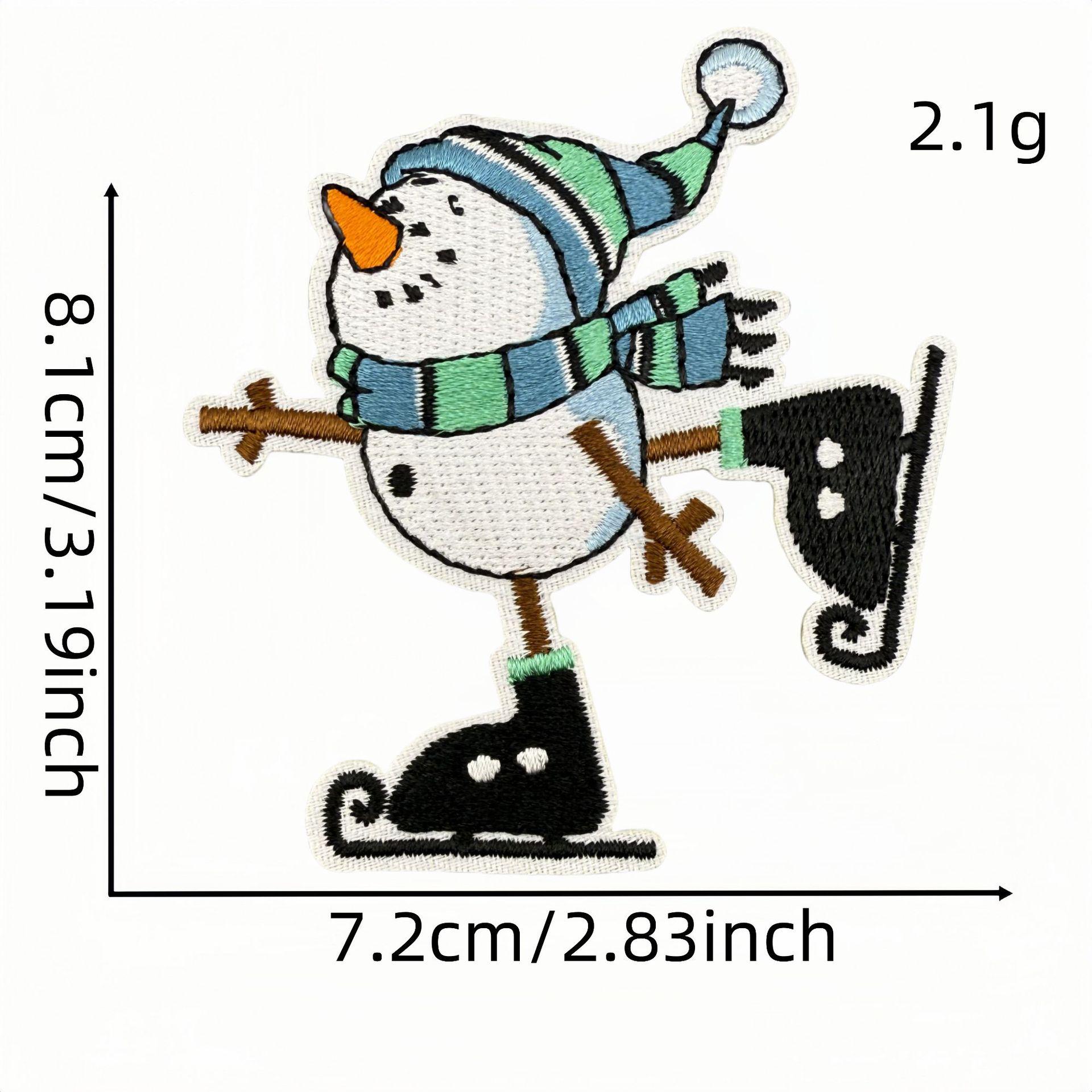 Blue Snowman Embroidery Iron-On Patch - Winter Festival Clothing Accessory