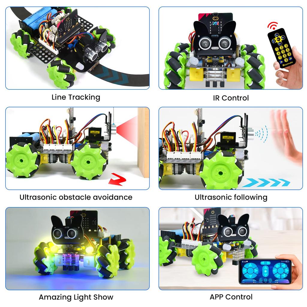 KEYESTUDIO Micro:bit V2 Robot Car 4WD Mecanum Robot Kit for Teens and Adults