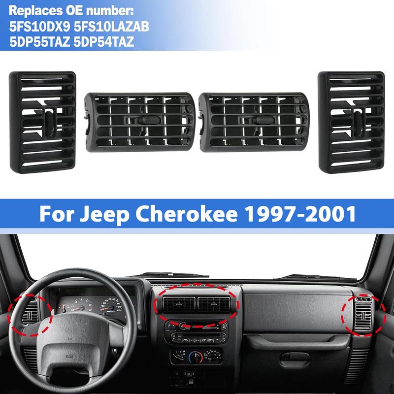 

4Pcs Dashboard Air Conditioner Vent Outlet Panel For Jeep Cherokee 1997-2001 | Wrangler TJ 1997-2006 AC Grille 5FS10LAZAB