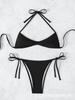 New European And American Sexy Tether Neck Micro Pleated Triangle Bag Beach Bikini
