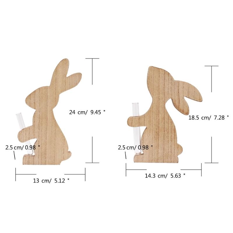 Delicate Easter Inspired Rabbit Shaped Flower Display Stand Handmade Wood Rabbit Ornament for Home and Office Decor