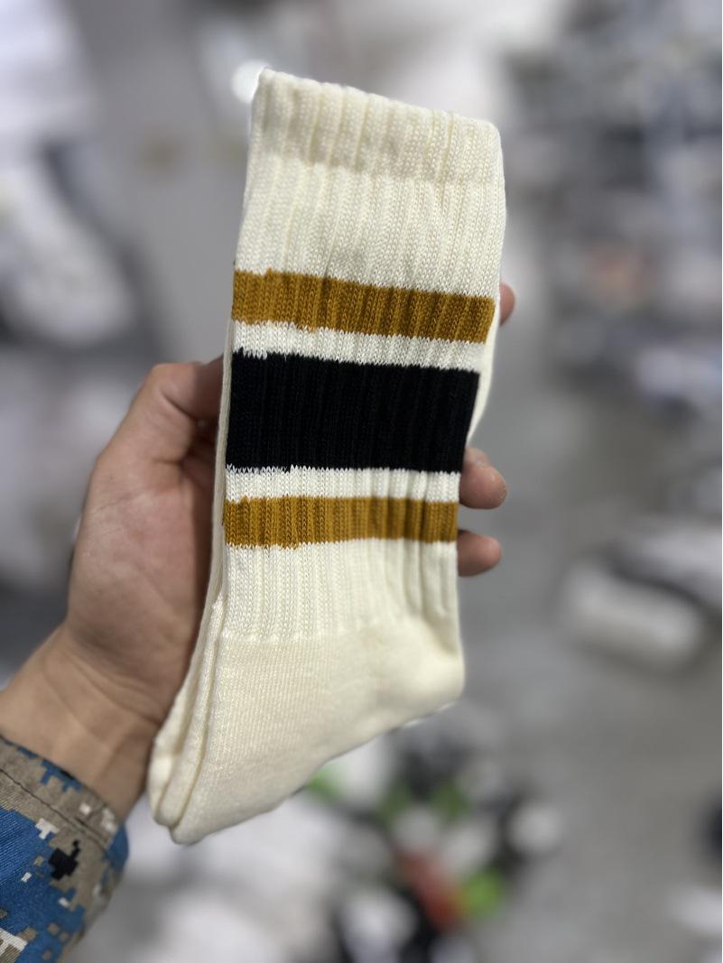 

Чоловічі шкарпетки Cityboy до середини гомілки в японському робочому стилі - Смугасті махрові довгі шкарпетки для скейтбордингу та спорту One Size (36-44) чорний/жовтий