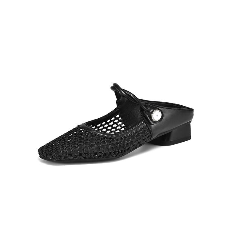 Fashion New Summer Women Slippers Shoes for Women Fashion Hollow Out Mules Square Toe Low Heels Shoes Women Zapatos Mujer Ladies Shoes