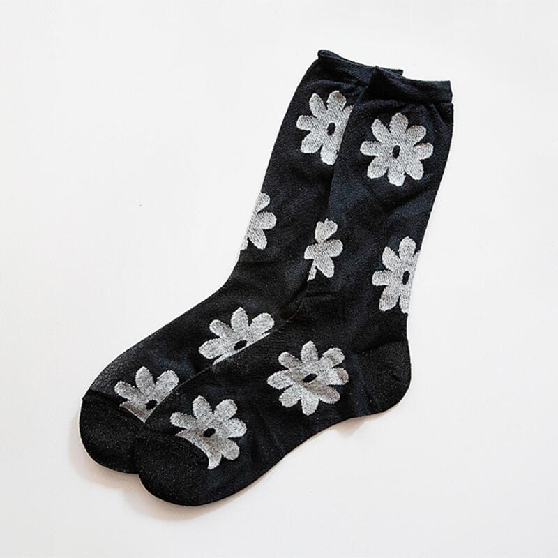 See-through Glitter Flower Fashion Socks Rssw026