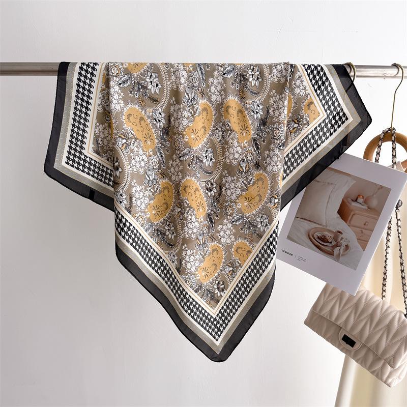 

Роскошные шейные головные платки Имитация шелка Квадратный платок Женский принт Шейный платок Банданы Фуляр Повязки для волос Шали Накидки