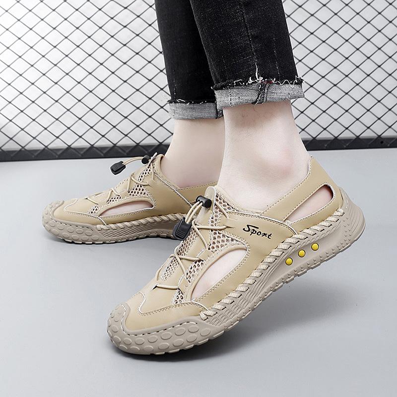 Fashion New Men's Sport Closed Toe Sandals Summer Outdoors Hiking Mesh Shoes Breathable Fashion Casual Sneakers Soft Bottom Male Flats