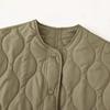 Winter Ladies Fashion Temperament Quilted Thread Decoration Simple Solid Color Round Neck Loose Cotton Long-sleeved Jacket