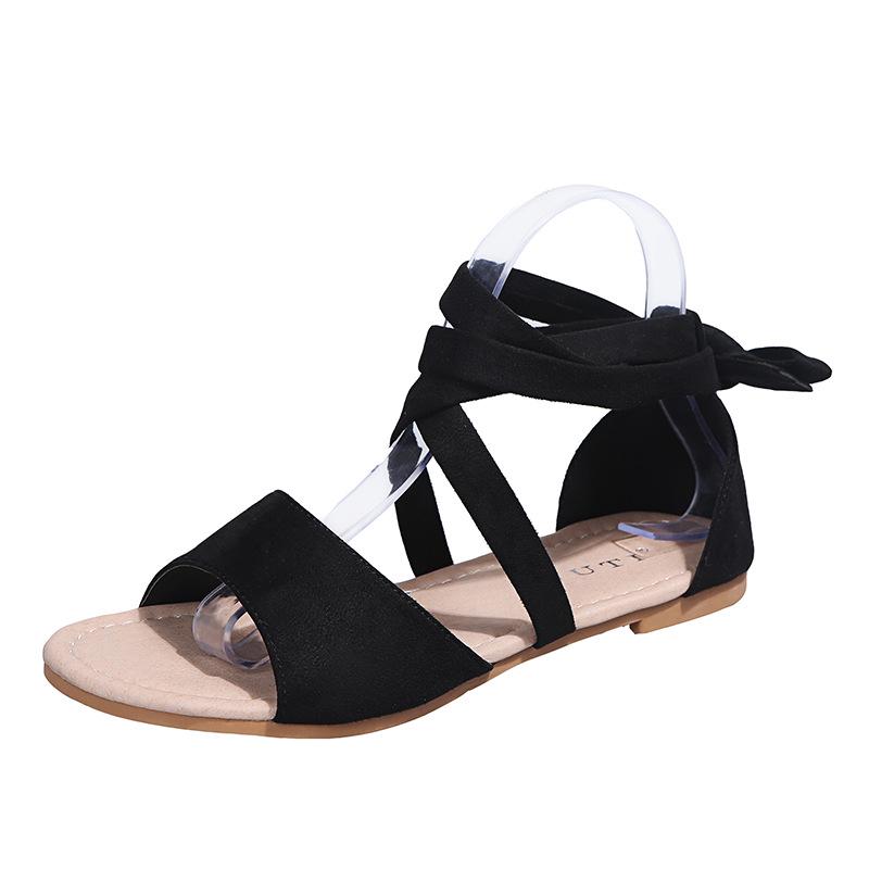 Sandali Piatto Moda con Laccio Incrociato Colore Unico Sexy Estate 2021