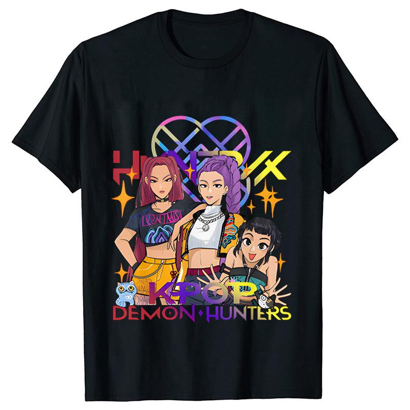 Movie KPop Demon Hunters Graphic Print T-shirt Rumi Mira Zoey Tshirt Saja Boys T Shirts Men's Women's Fashion Trend Streetwear