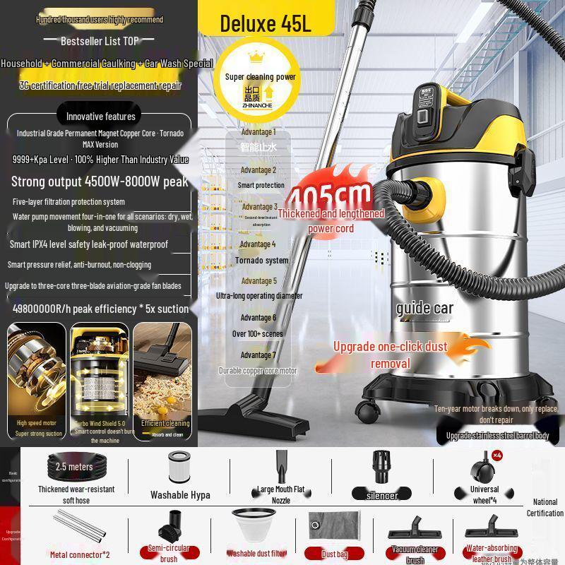 Versatile Industrial & Household Vacuum Cleaner: Powerful Suction, Wet/Dry Use for Cars & Initial Cleaning