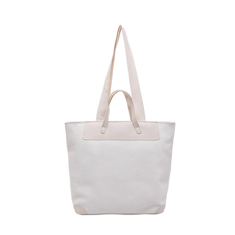 Large-capacity casual portable women's bag, simple corduroy solid color shoulder bag, fashionable trendy and messenger tote bag.