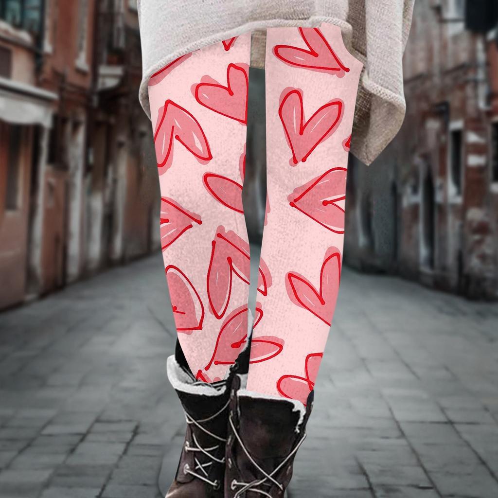 Damenhose, bedruckt, elastisch, weiche Baumwoll-Leggings, lässiger Heimpyjama