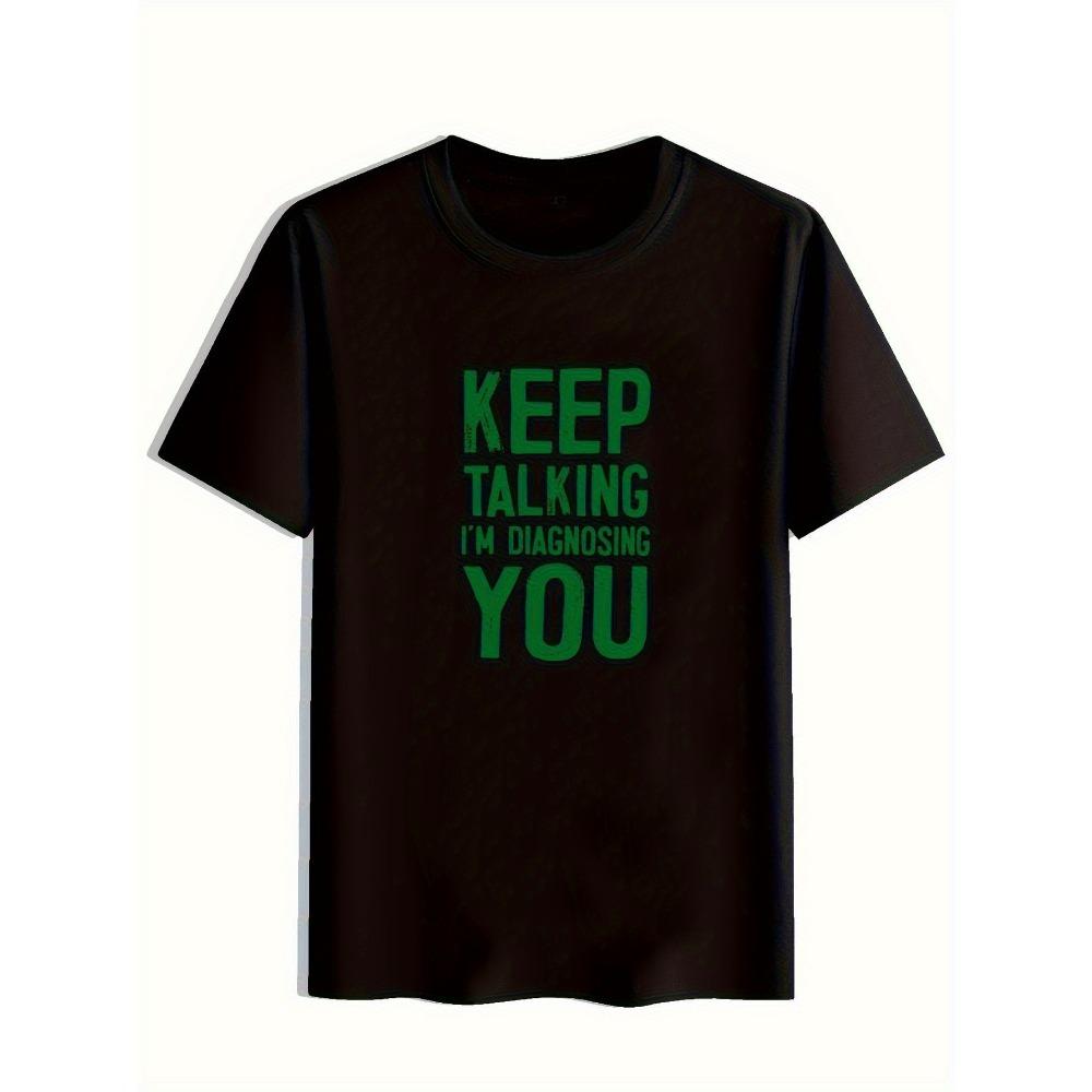 Fun slogan pattern printed men s T-shirt cotton machine washed regular style short sleeve S