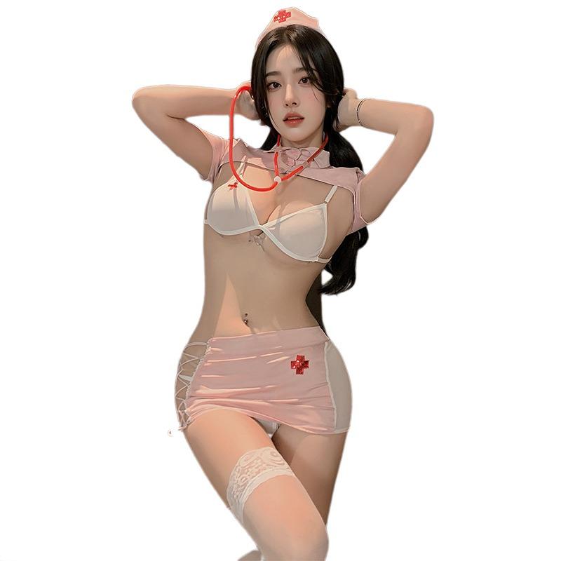 erotic underwear pure desire erotic uniform small nurse suit side strap three-point lace-up temptation suit