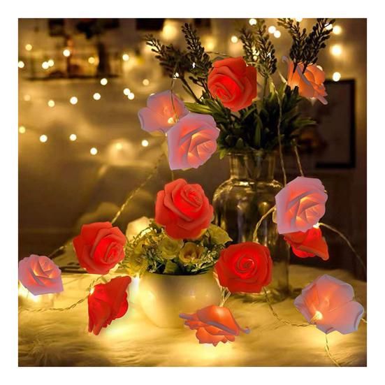 Yousheng LED Rose Flower String Light Realistic Looking Battery-Powered Valentine's Day LED String Lamp Hanging Decoration