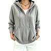 Womens Oversized Knit Hooded Zip-Up Cardigan Winter 2026 Solid Color Casual Sweater