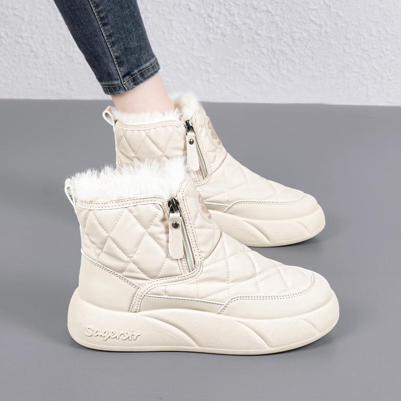 34-42 Women's Winter Plus Size Fashionable Double Zipper Thick Soled High Top Cotton Shoes Women's Snow Boots