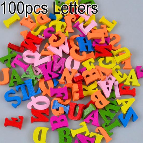 100 sztuk kolorowe litery cyfry drewniane płaskie ozdoby rzemiosło narzędzie
