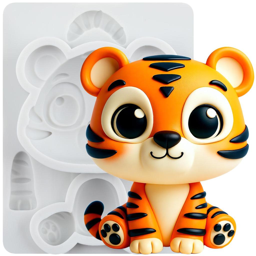 Tiger Silicone Molds Woodland Animal Fondant Mold Cake Decorating Tools Cupcake Topper Chocolate Candy Craft Gum Paste Polymer Clay
