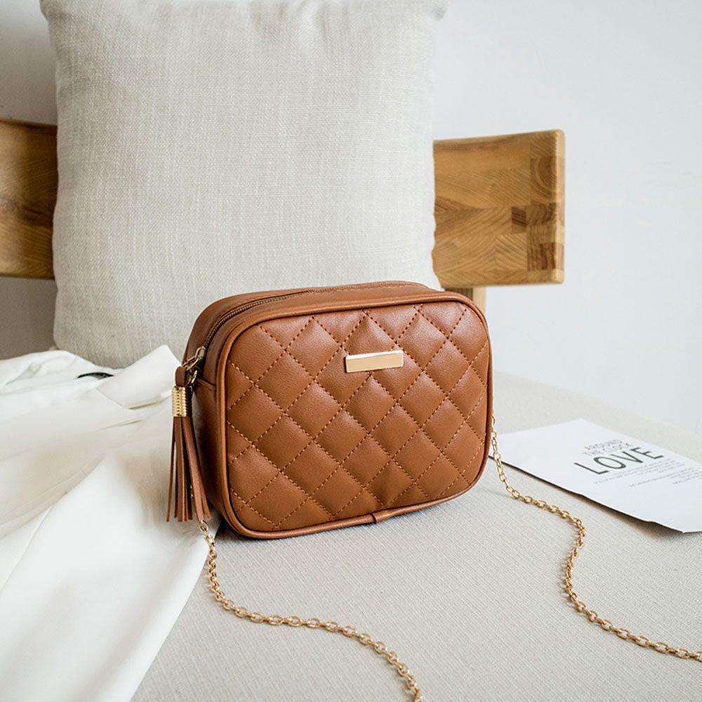 Newest Fashion Female Shoulder Bag Rhombus Embroidered Solid Color Chain Women S Messenger Crossbody Casual Trendy Mobile Phone Bag