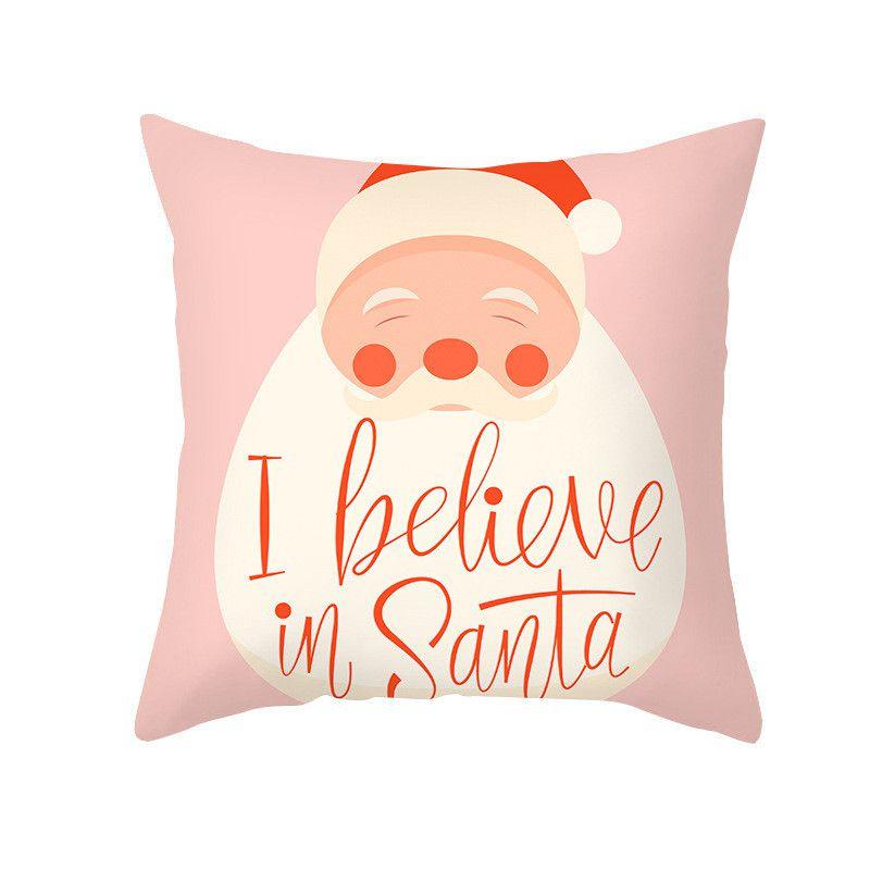 

Vibrant Multicolor Christmas Cushion Cover With Santa Claus Design For Sofas Pink