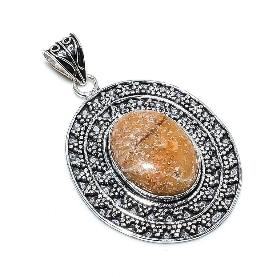 Ghost Eye Jasper Gemstone 925 Sterling Silver Jewelry Pendant 2.36" SU-9896