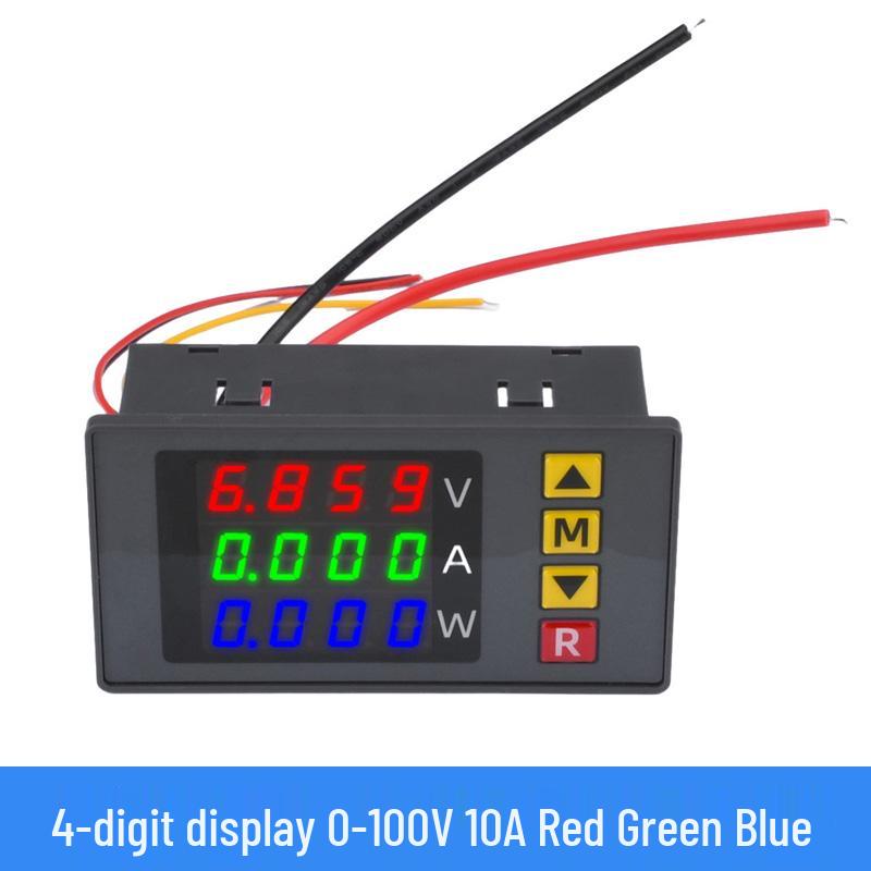 Digital LED DC Current Voltage Meter, Dual Display: 0-100V/200V, 10A/50A/100A Ammeter