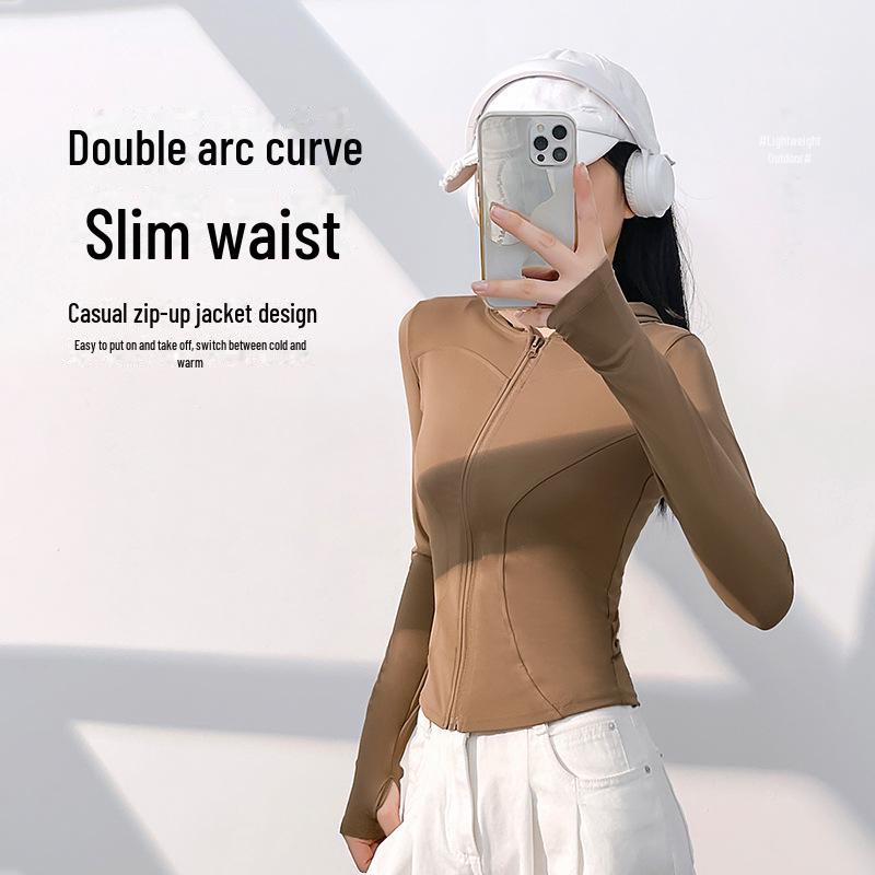 Женская облегающая куртка для йоги с капюшоном Juyitang - ветрозащитная куртка для бега и велоспорта на осень/зиму Double Extra Large